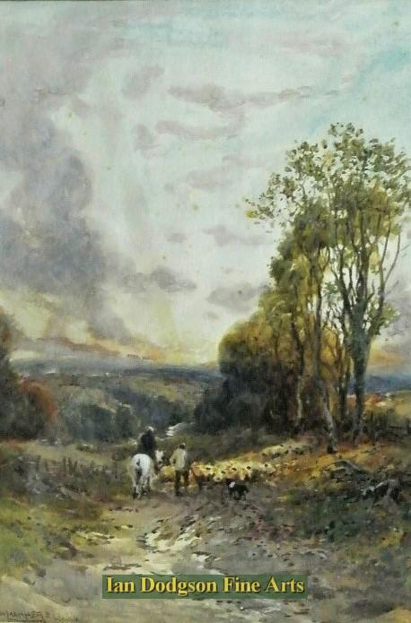 William Manners - The Drive Home at Sunset Watercolour (c1900)