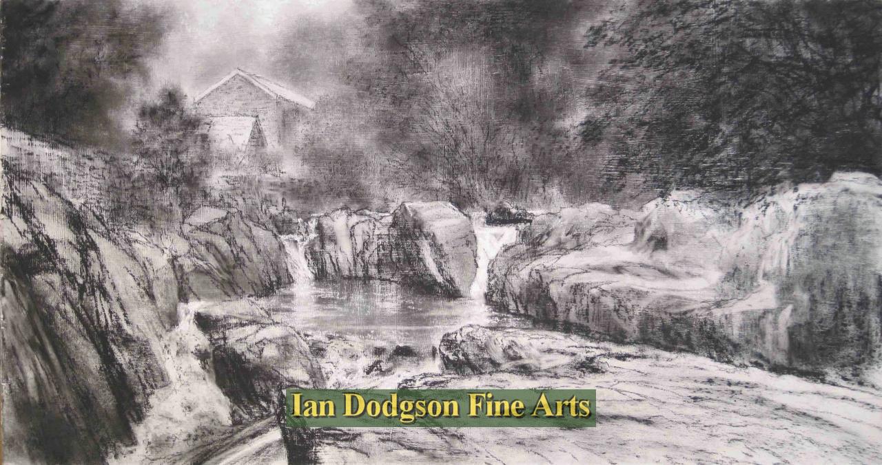 Jeremy Yates - Afon Llugwy, Betws-y-Coed Charcoal on board (2017)