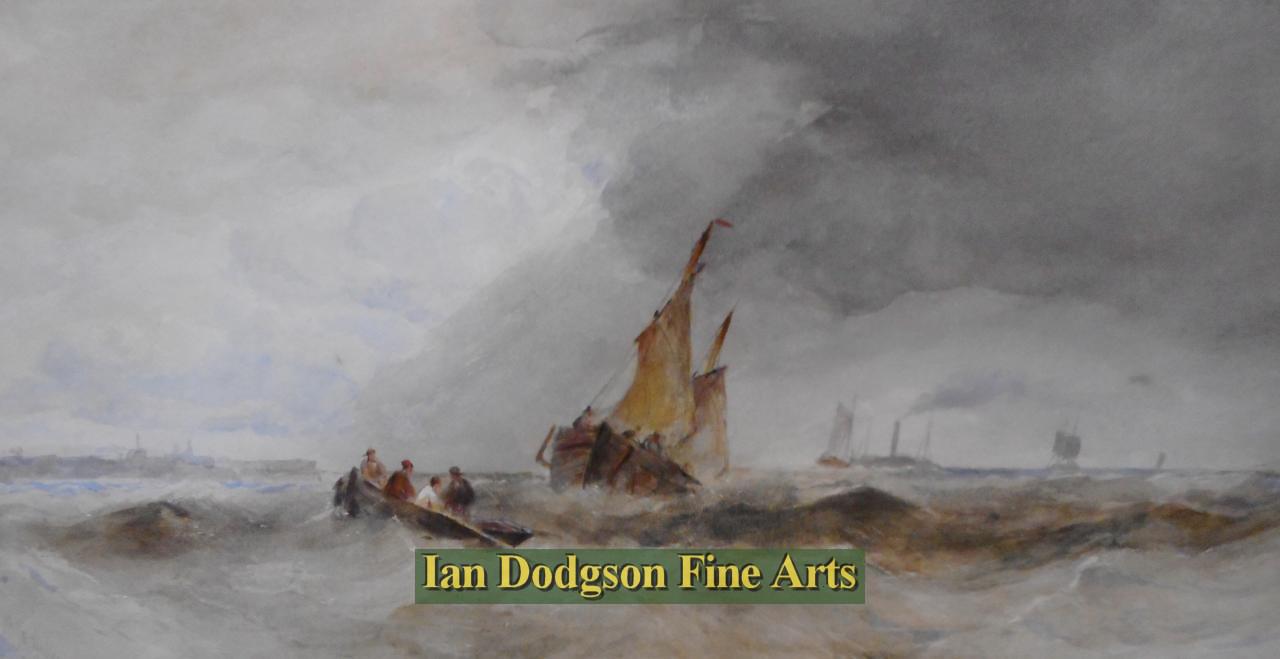 Edward Tucker snr - Fishing boats in a squall Watercolour with bodycolour (c1860)
