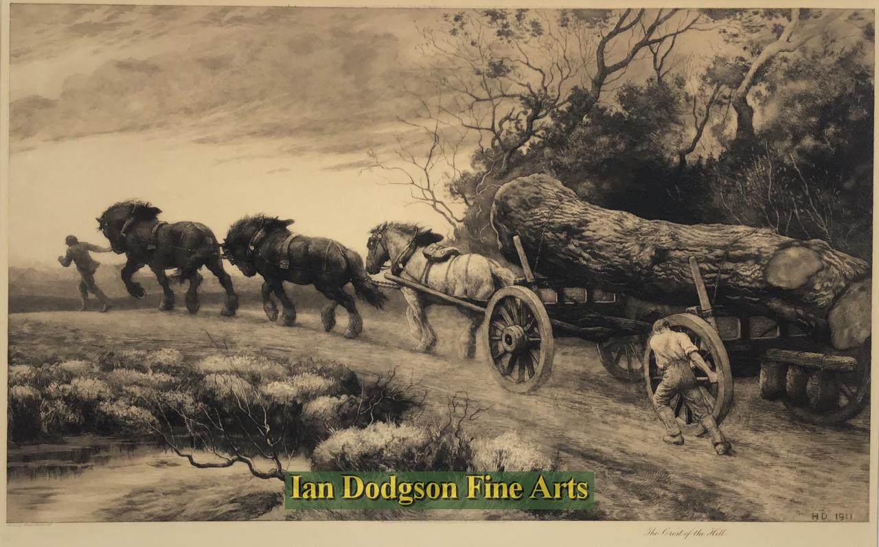 Herbert Dicksee - The Crest of the Hill Dry point etching (1911)