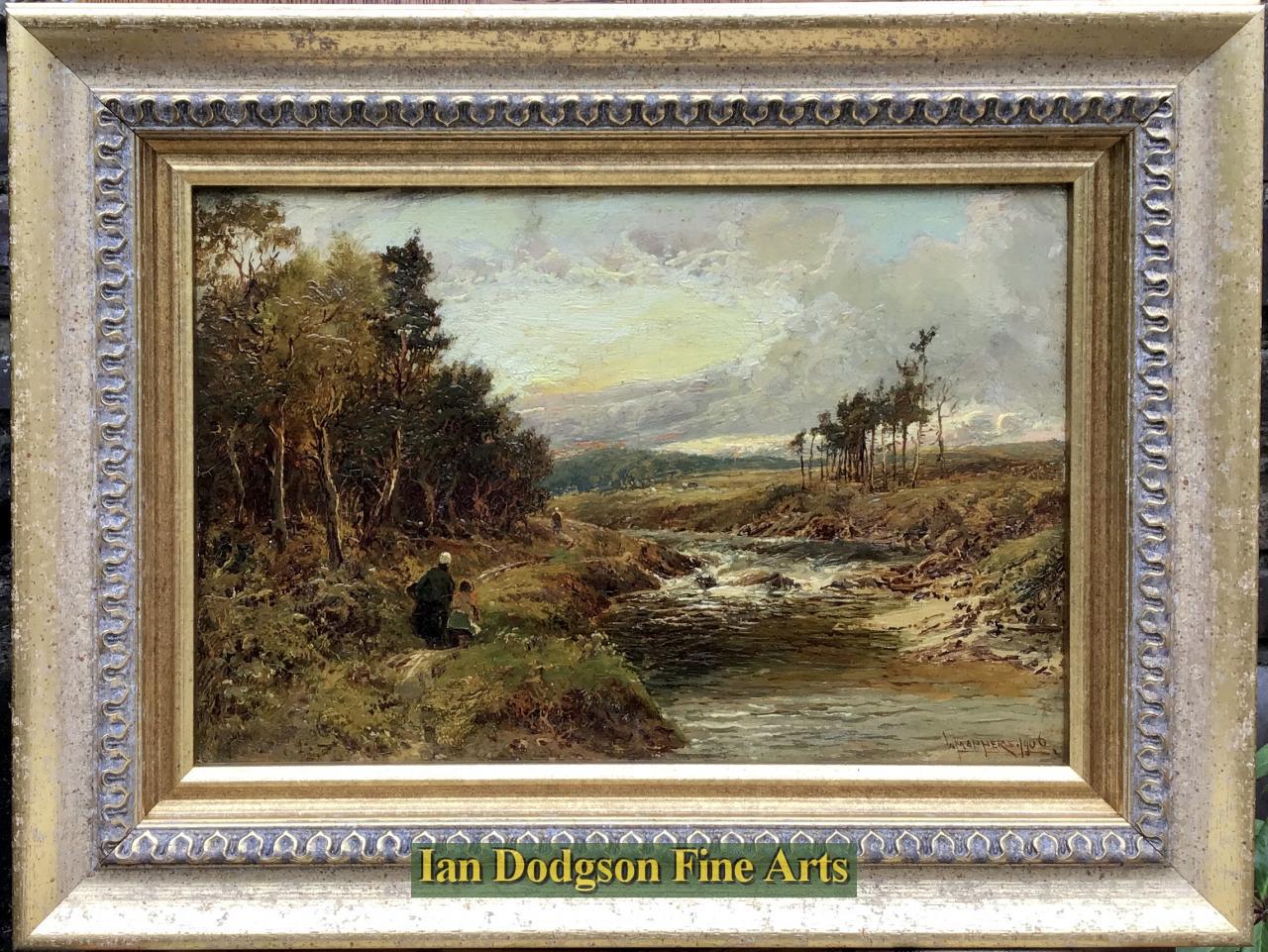 William Manners - Along the river path Oil on board (1906)