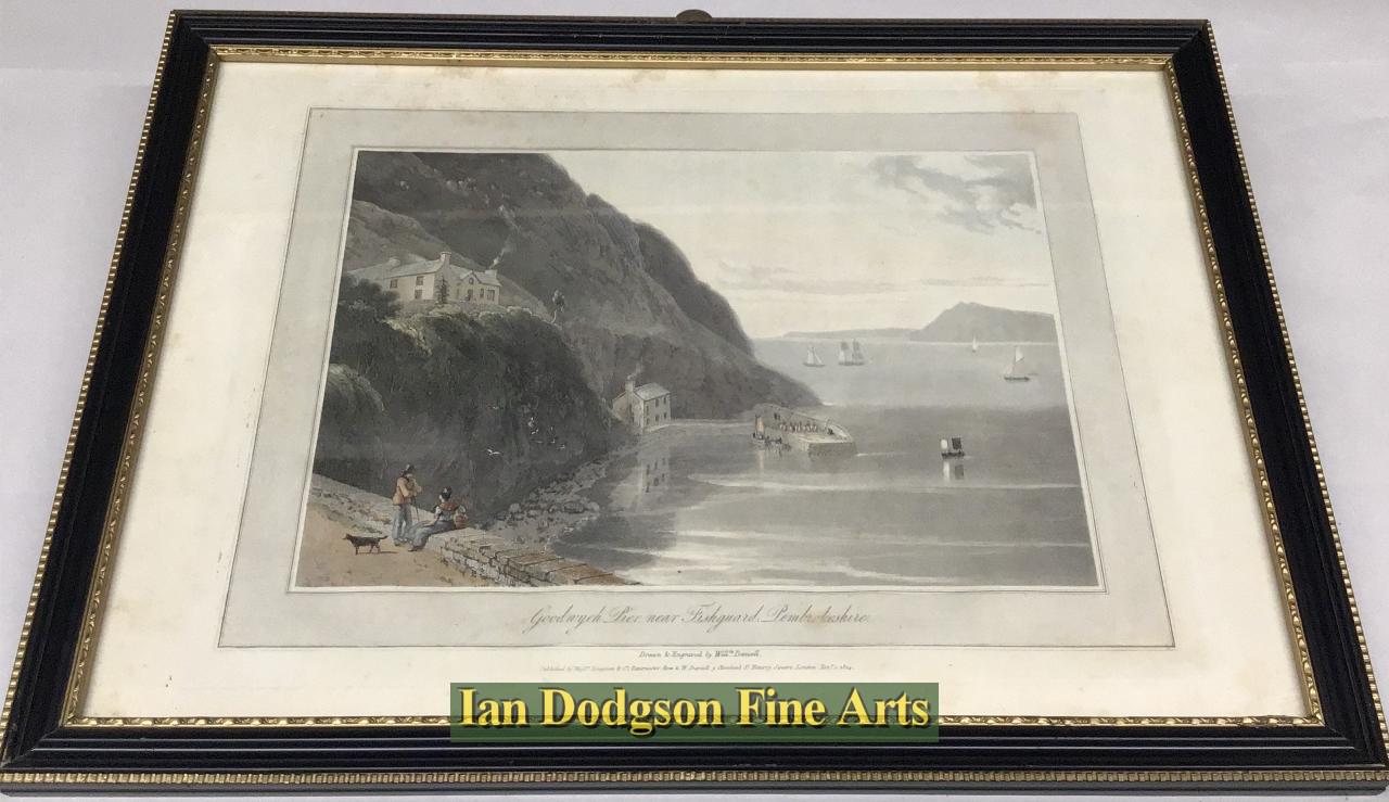 William Daniell - Goodwych pier, near Fishguard Aquatint (c1815)