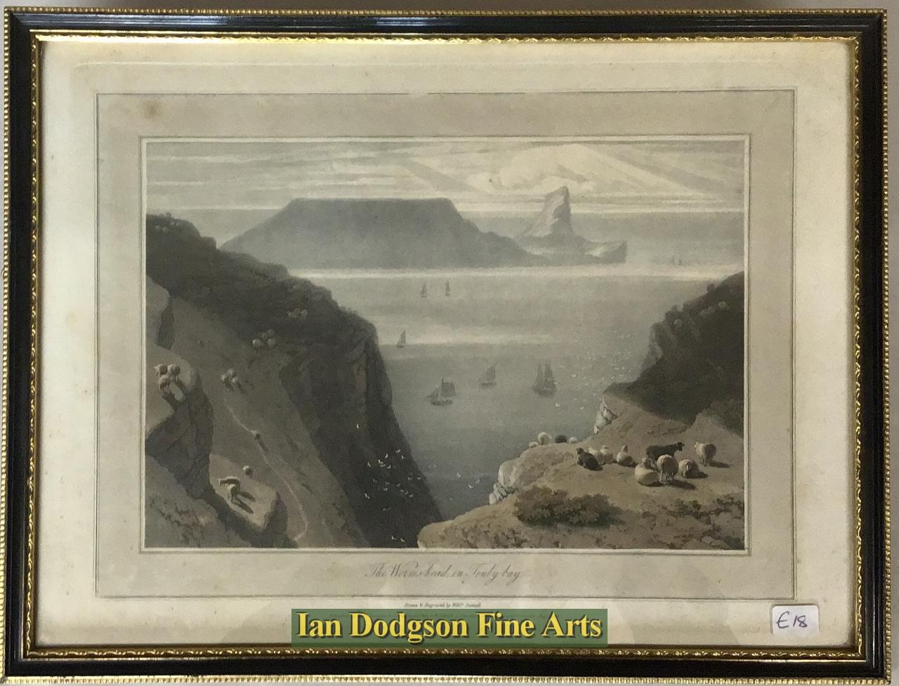 The Wormshead in Tenby bay by William Daniell