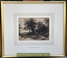 'John Varley O.W.S. - Woodland Scene with a Distant Town